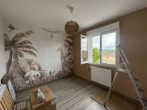 Fashion Verschillende jungle dieren in taupe Kinderkamer | Dieren