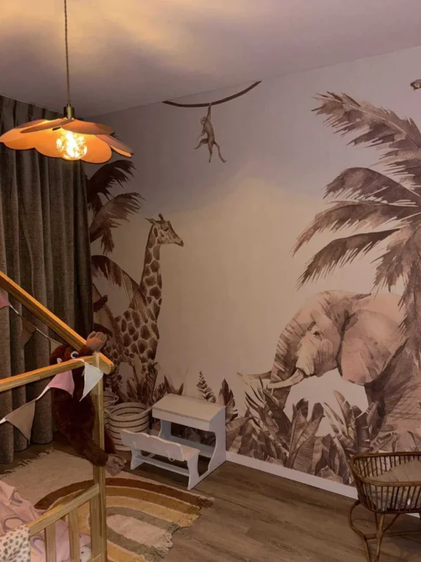 Fashion Verschillende jungle dieren in taupe Kinderkamer | Dieren