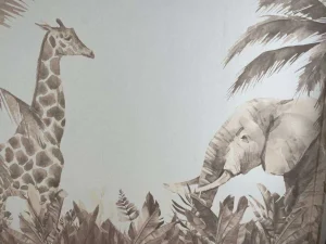 Fashion Verschillende jungle dieren in taupe Kinderkamer | Dieren