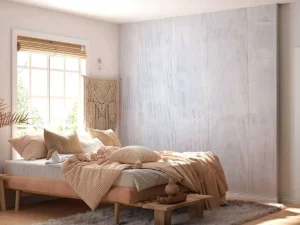 Sale Verticale witte houten planken fotobehang Gang | Oppervlakten