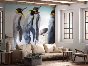 Sale Vier pinguïns verkennen de Noordpool fotobehang Tienerkamer | Dieren