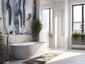 Sale Vier pinguïns verkennen de Noordpool fotobehang Tienerkamer | Dieren
