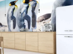 Sale Vier pinguïns verkennen de Noordpool fotobehang Tienerkamer | Dieren