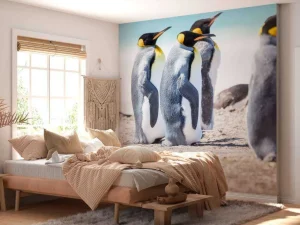 Sale Vier pinguïns verkennen de Noordpool fotobehang Tienerkamer | Dieren