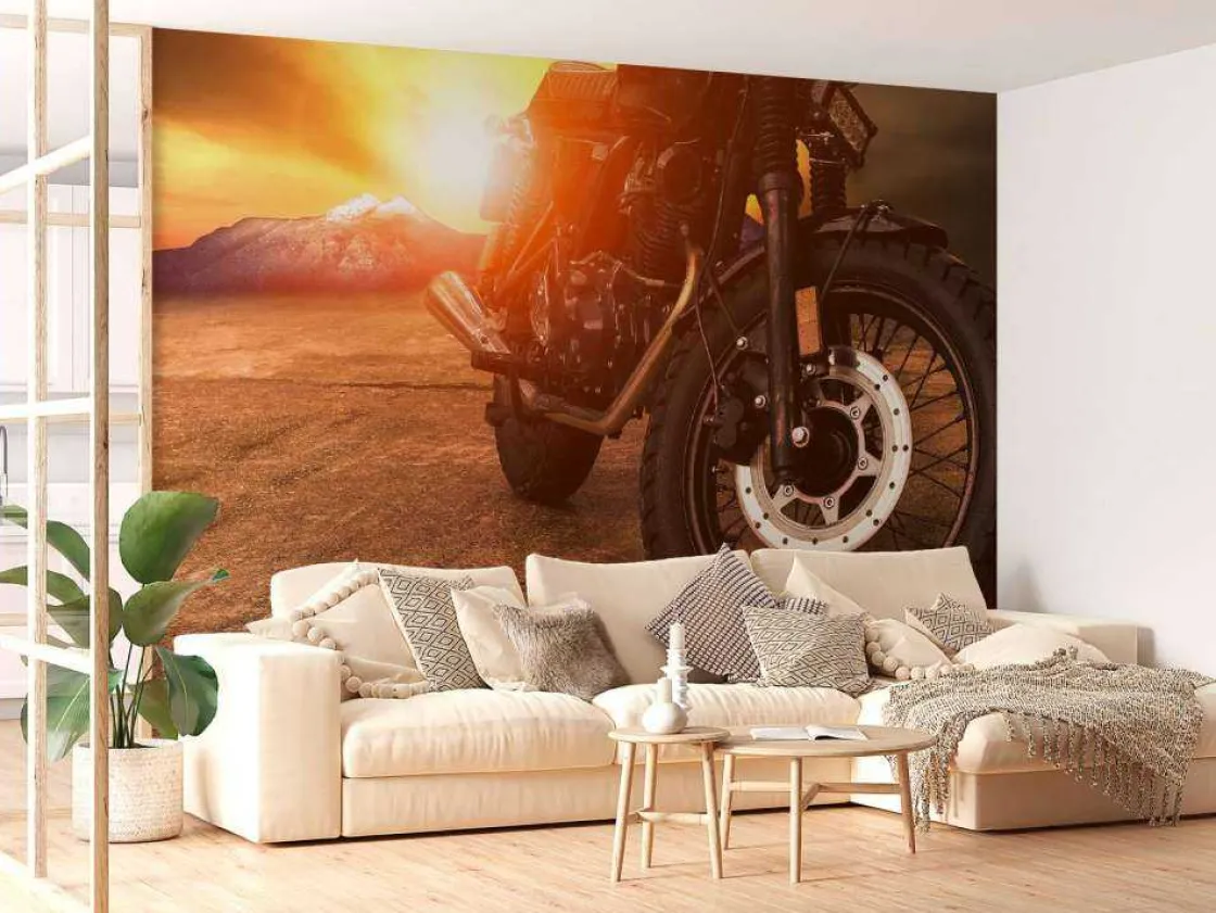 Sale Vintage motor bij zonsondergang close-up fotobehang Tienerkamer | Transport