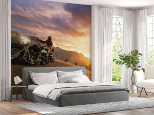Fashion Vintage motoren op de weg fotobehang Tienerkamer | Transport