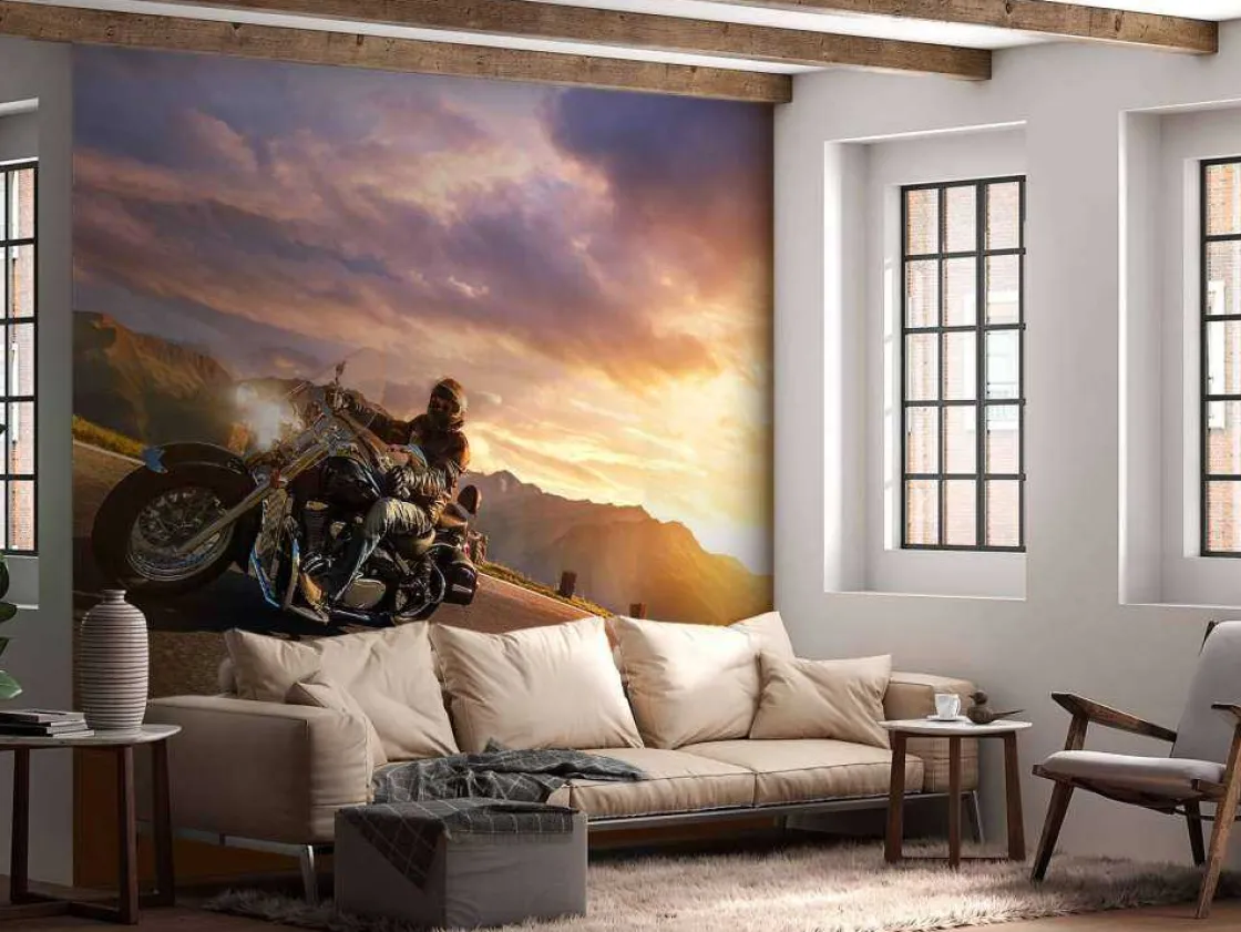 Fashion Vintage motoren op de weg fotobehang Tienerkamer | Transport