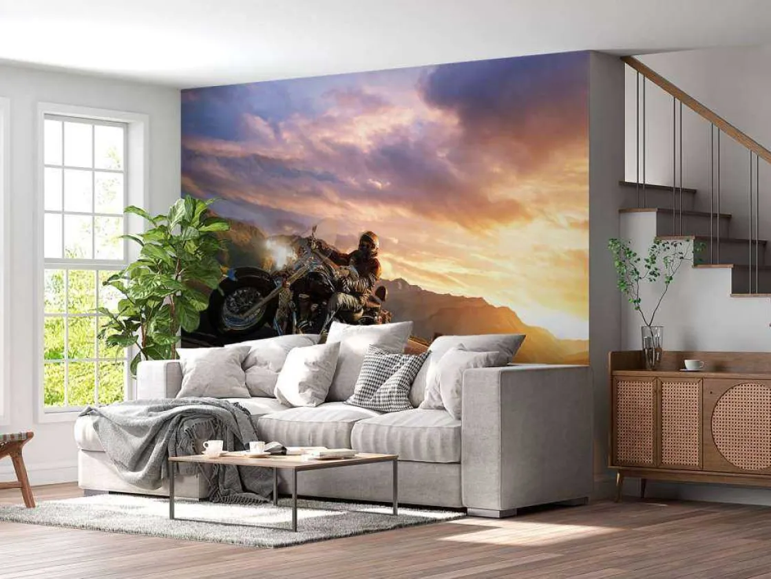 Fashion Vintage motoren op de weg fotobehang Tienerkamer | Transport