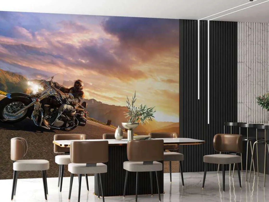 Fashion Vintage motoren op de weg fotobehang Tienerkamer | Transport