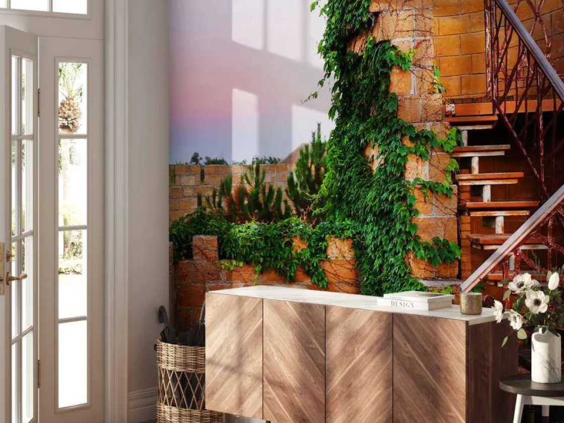 Discount Vintage trap op een dak fotobehang Architectuur
