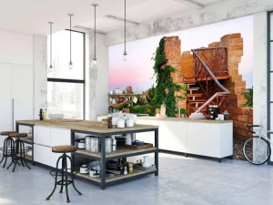 Discount Vintage trap op een dak fotobehang Architectuur