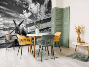 Discount Vintage vliegtuig onder een bewolkte hemel fotobehang Transport