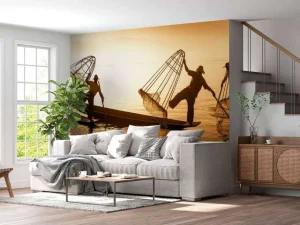 Online Vissers in Azië fotobehang Keuken | Hobbykamer