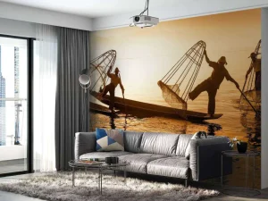 Online Vissers in Azië fotobehang Keuken | Hobbykamer