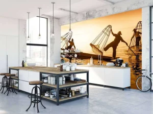 Online Vissers in Azië fotobehang Keuken | Hobbykamer