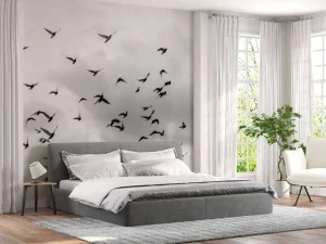 Best Vliegende duiven in zwart-wit fotobehang Dieren