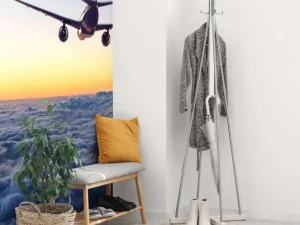 Sale Vliegtuig in de avond boven de wolken fotobehang Transport
