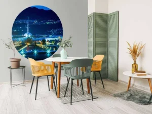 Online Vliegtuig op een verlicht vliegveld fotobehang Tienerkamer