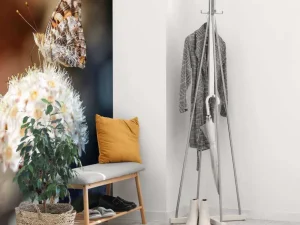 Outlet Vlinder op witte bloem fotobehang Dieren | Bloemen