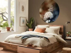 Outlet Vlinder op witte bloem fotobehang Dieren | Bloemen