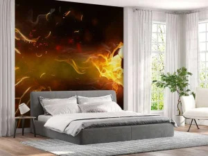 Discount Voetbal brandt door het net fotobehang Tienerkamer | Kinderkamer
