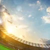 Best Voetbalstadion met zonsopkomst fotobehang Tienerkamer | Kinderkamer