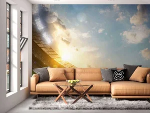Best Voetbalstadion met zonsopkomst fotobehang Tienerkamer | Kinderkamer