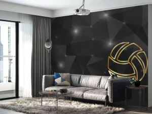 Fashion Volleybal design met een donkere achtergrond fotobehang Tienerkamer | Sport