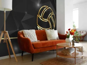 Fashion Volleybal design met een donkere achtergrond fotobehang Tienerkamer | Sport