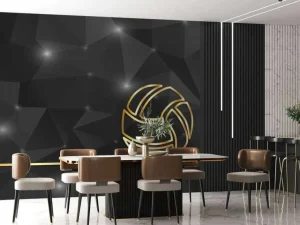 Fashion Volleybal design met een donkere achtergrond fotobehang Tienerkamer | Sport