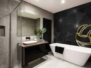 Fashion Volleybal design met een donkere achtergrond fotobehang Tienerkamer | Sport