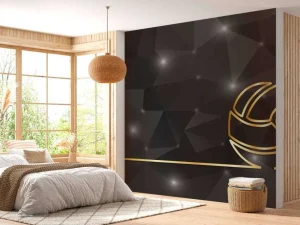 Fashion Volleybal design met een donkere achtergrond fotobehang Tienerkamer | Sport