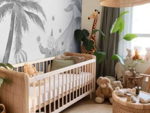 Online Vrolijke circus dieren grijs Kinderkamer