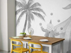 Online Vrolijke circus dieren grijs Kinderkamer