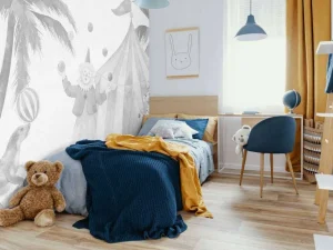 Online Vrolijke circus dieren grijs Kinderkamer