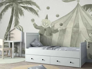 Outlet Vrolijke circus dieren in groen Kinderkamer | Dieren