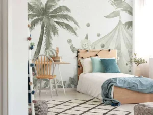 Outlet Vrolijke circus dieren in groen Kinderkamer | Dieren
