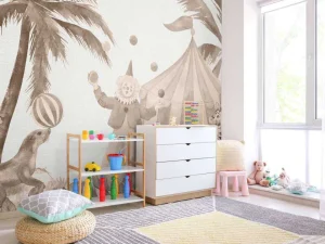 Sale Vrolijke circus dieren taupe Kinderkamer