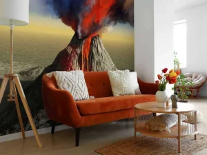 Fashion Vulkaanuitbarsting met veel rook fotobehang Tienerkamer