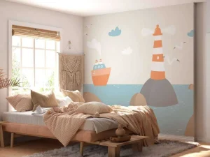 Hot Vuurtoren op zee fotobehang Babykamer