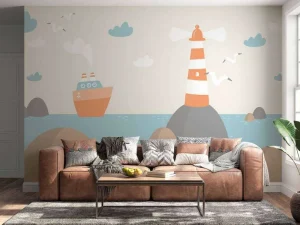 Hot Vuurtoren op zee fotobehang Babykamer