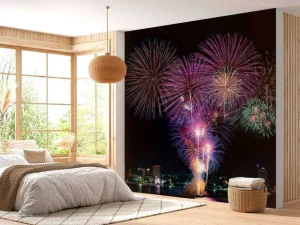 Sale Vuurwerkshow in een grote stad fotobehang Tienerkamer