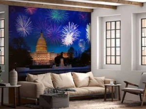 New Vuurwerkshow in Washington fotobehang Architectuur