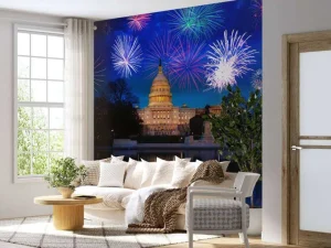 New Vuurwerkshow in Washington fotobehang Architectuur