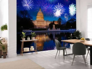 New Vuurwerkshow in Washington fotobehang Architectuur