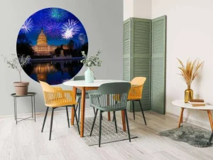 New Vuurwerkshow in Washington fotobehang Architectuur