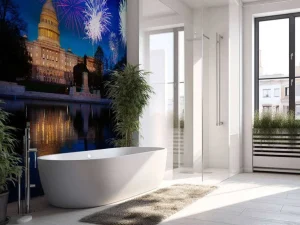 New Vuurwerkshow in Washington fotobehang Architectuur