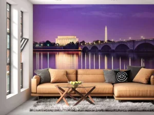 New Washington met een paars effect fotobehang Architectuur