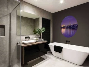 New Washington met een paars effect fotobehang Architectuur