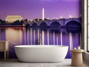 New Washington met een paars effect fotobehang Architectuur